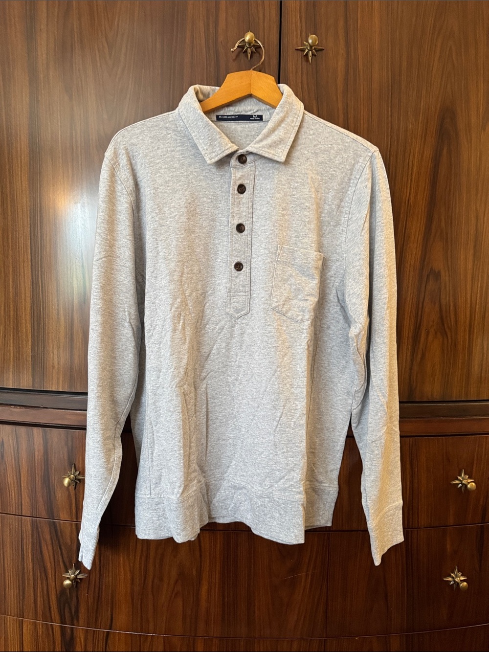 Gray Long-Sleeve Polo Shirt - Classic Casual